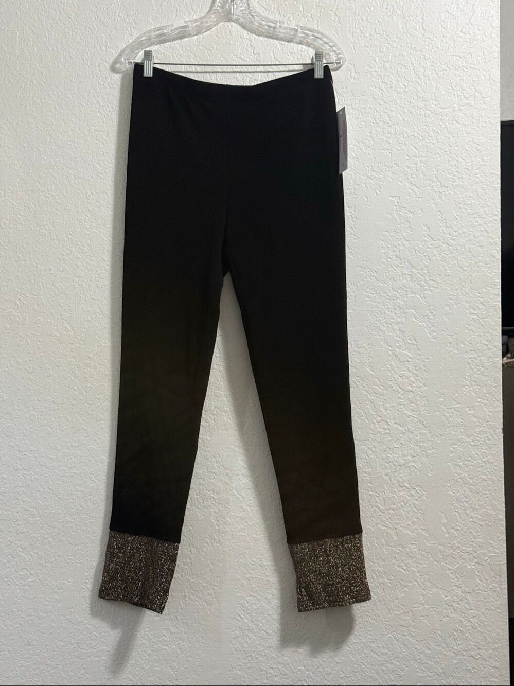 IC By Connie K Women's Pants Size Large Pull On Black Brown Shimmer USA NEW
